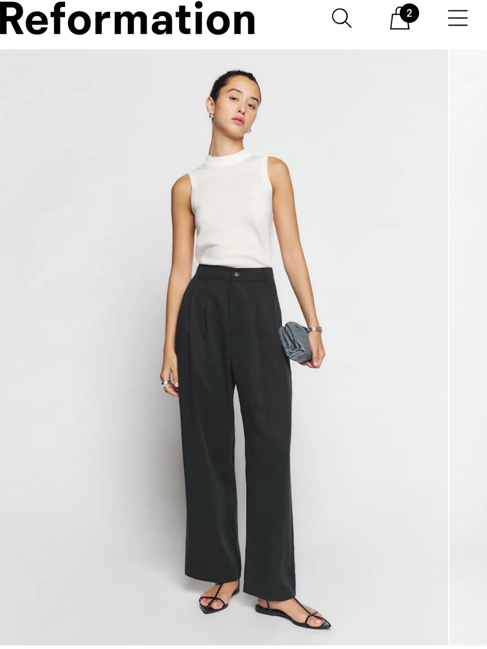 Reformation Mason Cropped Pant Black - Size 6